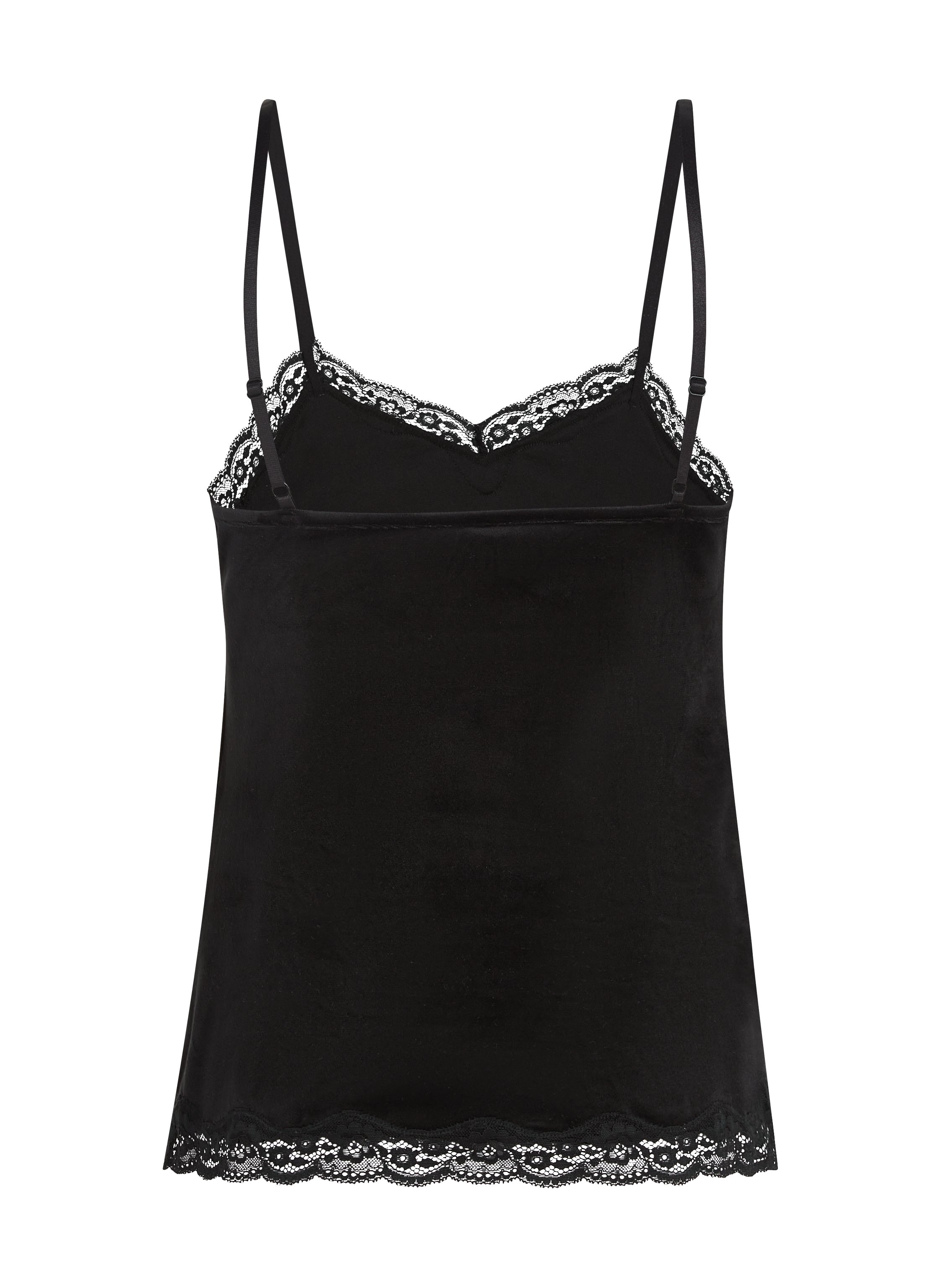Velours Lace Cami Top, Black, main