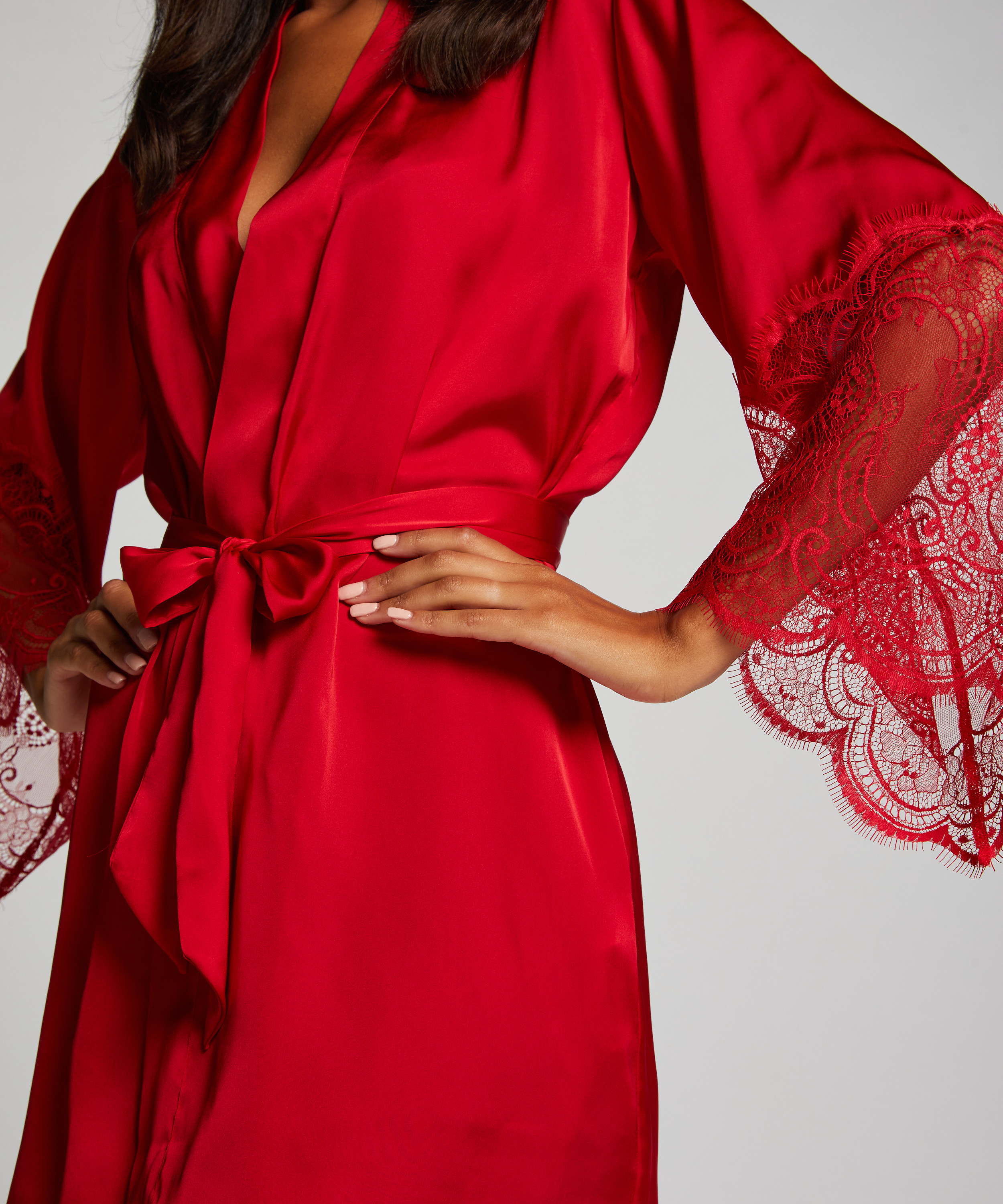Satin Kimono, Red, main