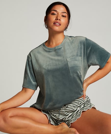 Top Velours Pocket, Green