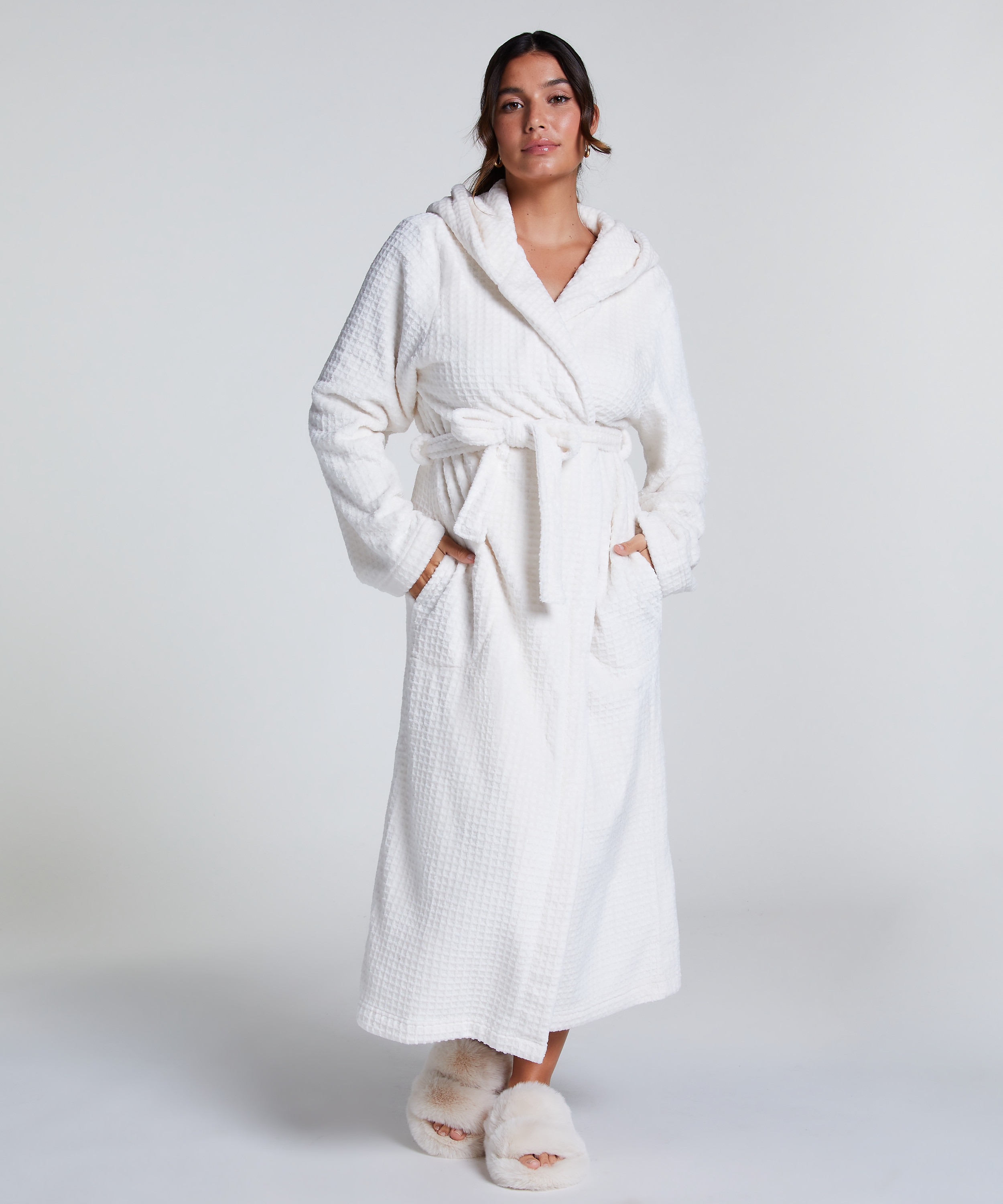 Waffle Bathrobe, White, main