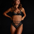 Melissa High Leg Open Crotch Brazilian, Black