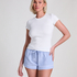 Ribbed Crew Neck Short-Sleeved Pyjama Top, White