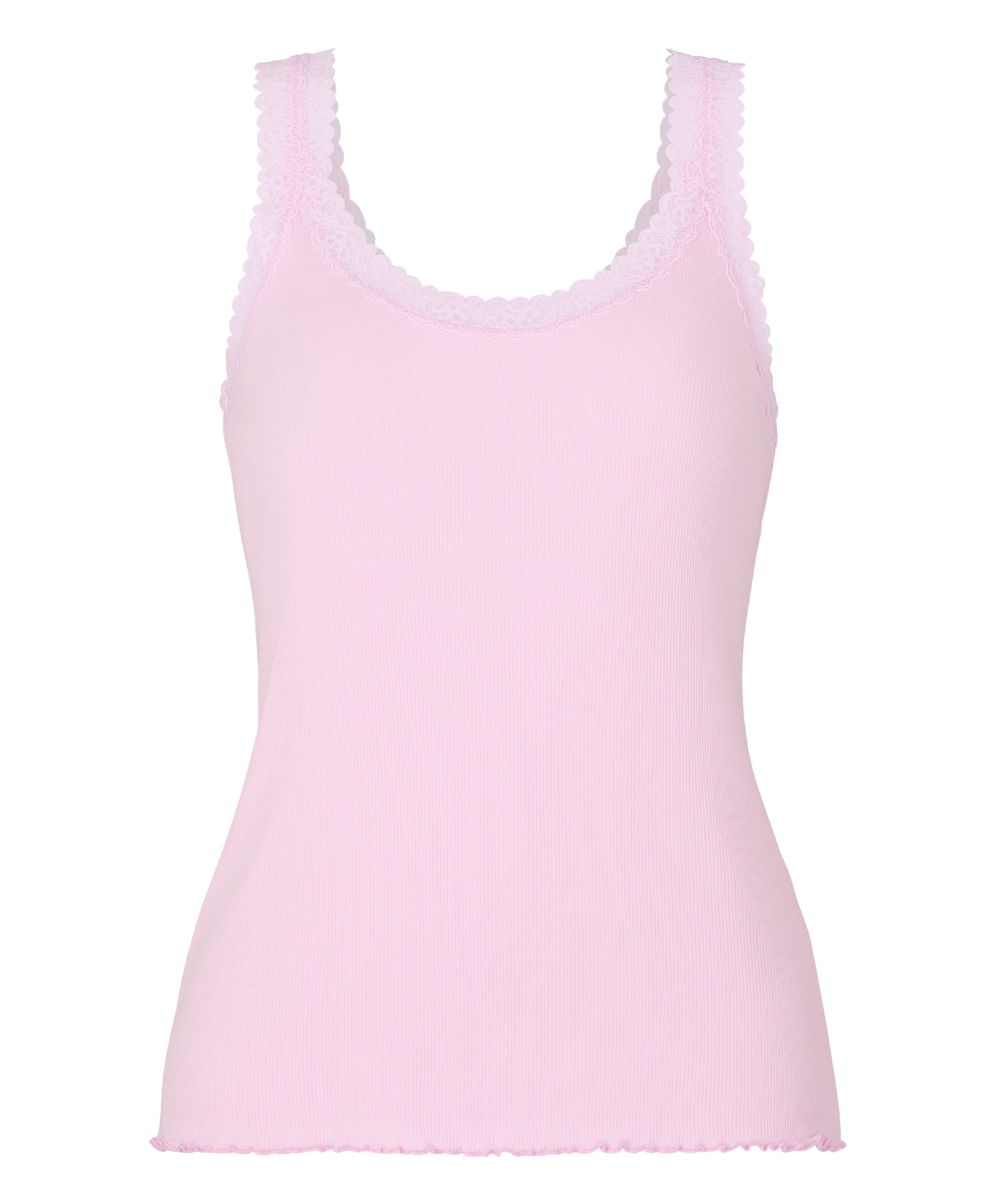 Singlet Rib Jersey Lace, Pink, main
