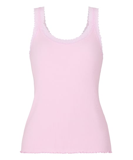 Singlet Rib Jersey Lace, Pink