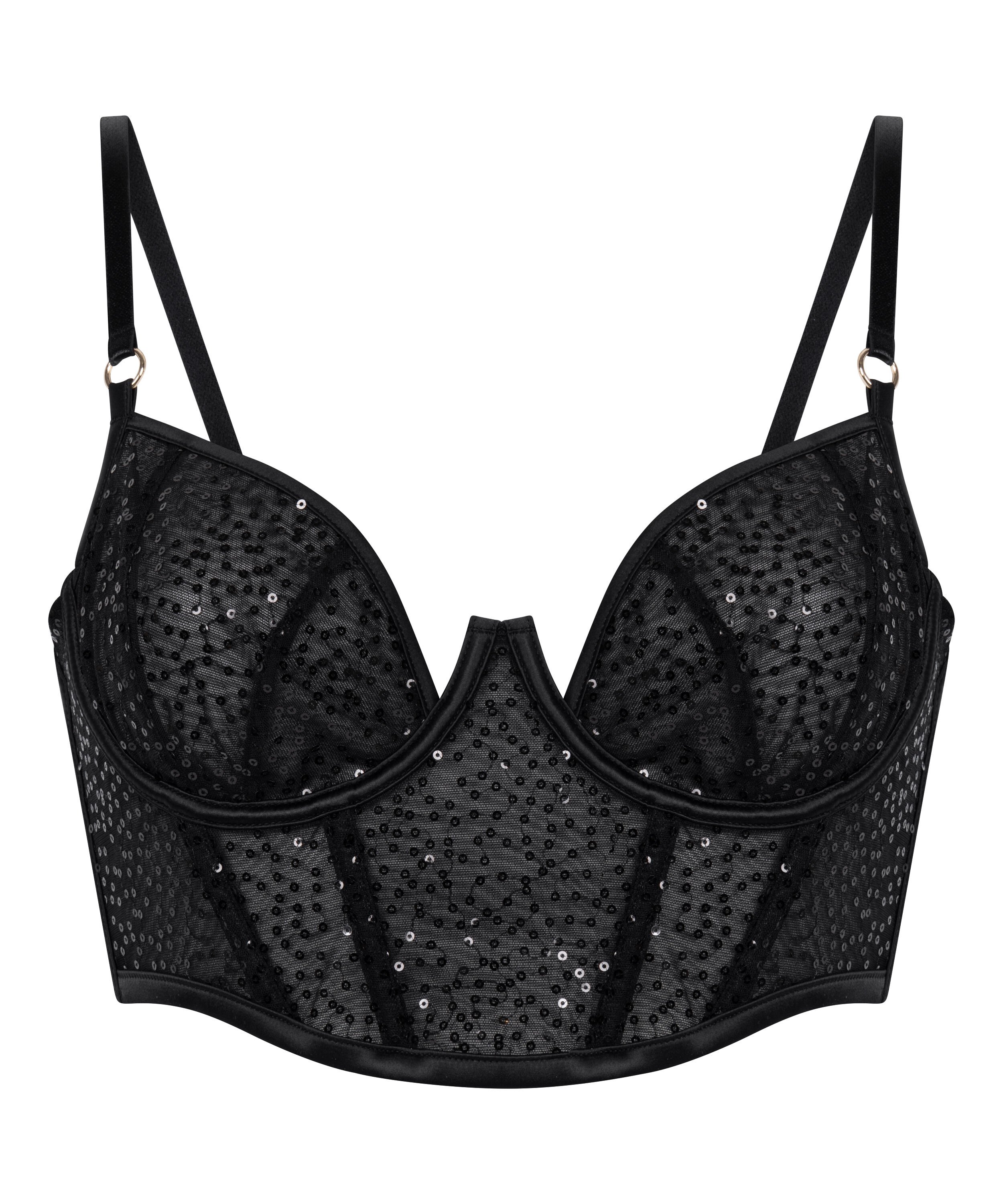 Elle Non-Padded Underwired Longline Bra, Black