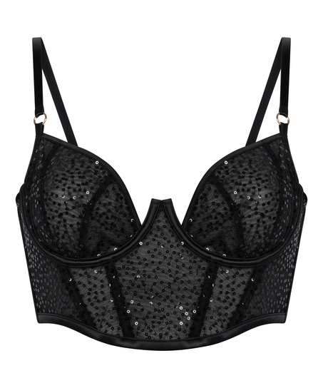 Elle Non-Padded Underwired Longline Bra, Black