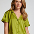 Satin Short-Sleeved Jacket, Green