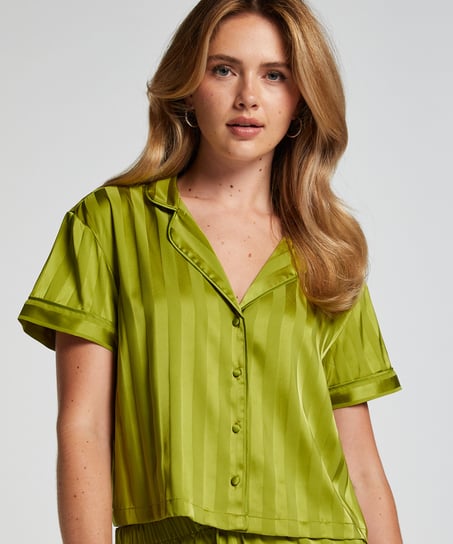 Satin Short-Sleeved Jacket, Green