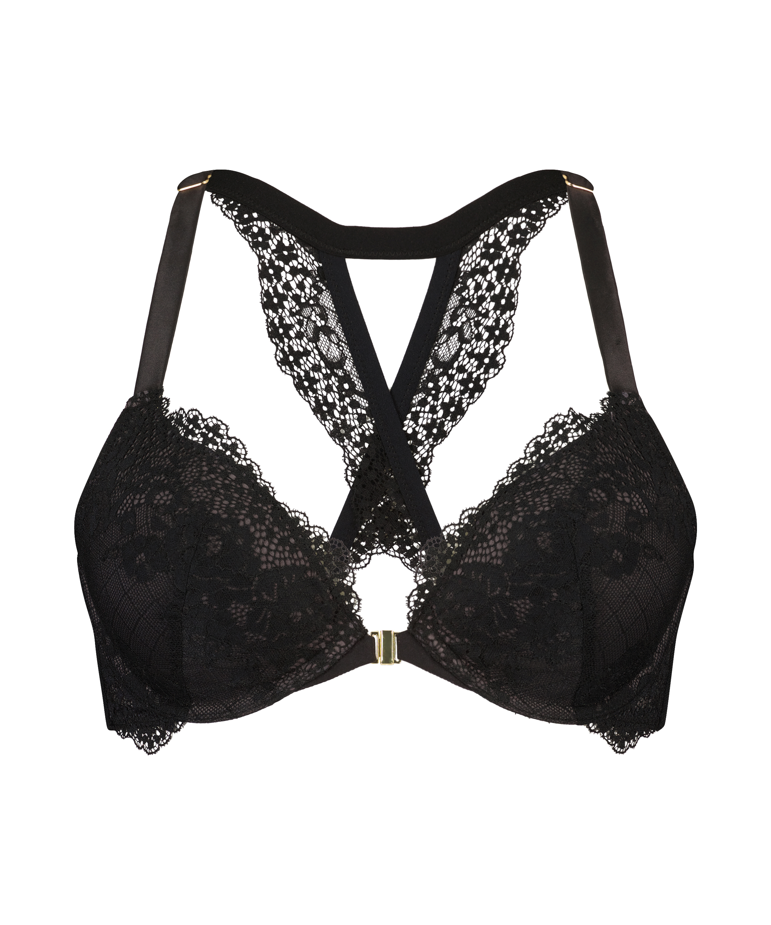 Raine padded underwired push-up bra, Black, main