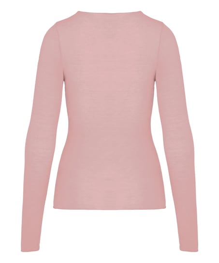 super soft Lace V-Neck Shirt with Cashmere, Pink
