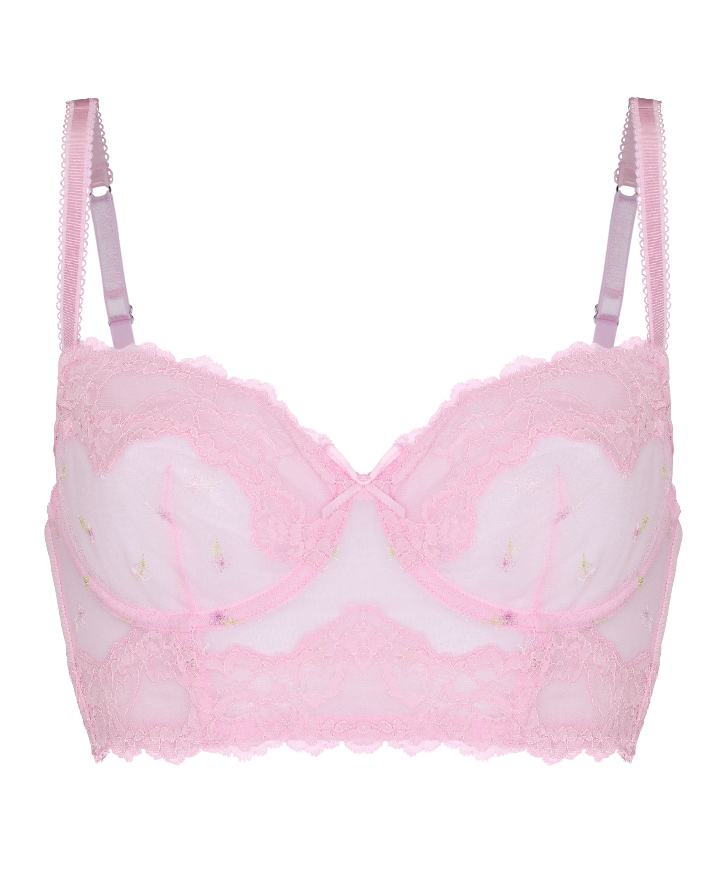 Non-Padded Underwired Longline Bra Camellia, Pink, main