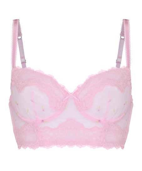 Non-Padded Underwired Longline Bra Camellia, Pink