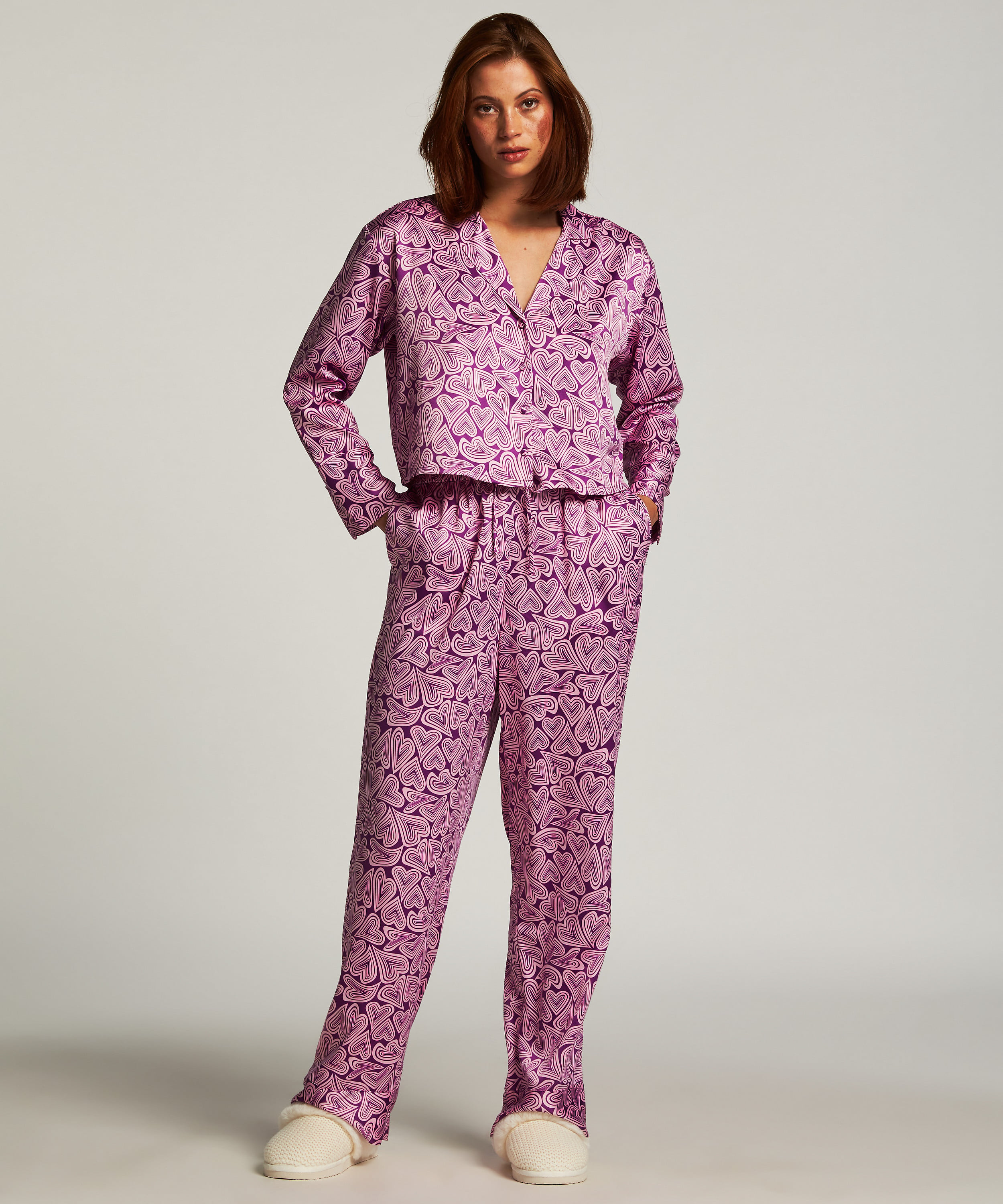 Satin Long-Sleeved Jacket, Purple, main