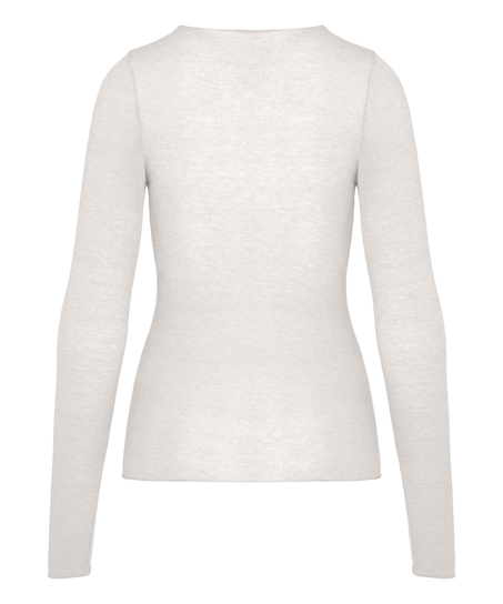 super soft Lace V-Neck shirt with Cashmere, White