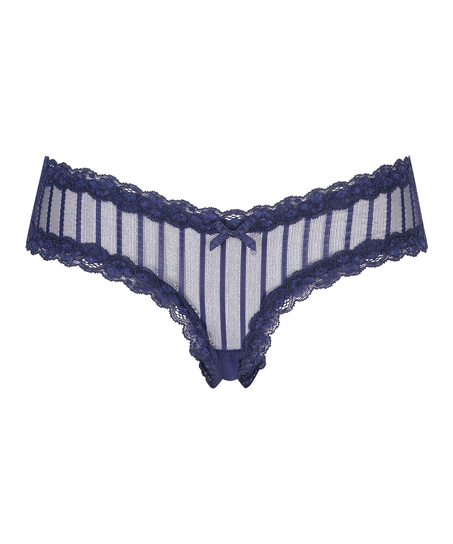 V-shaped Brazilian knickers mesh, Blue