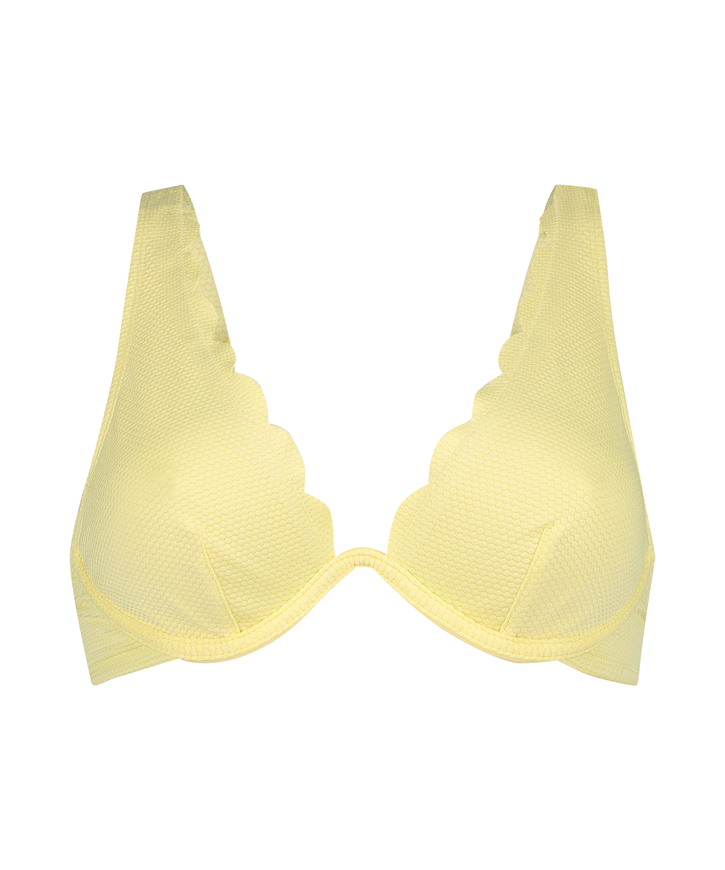 Scallop Non-Padded Underwired Bikini Top, Yellow, main