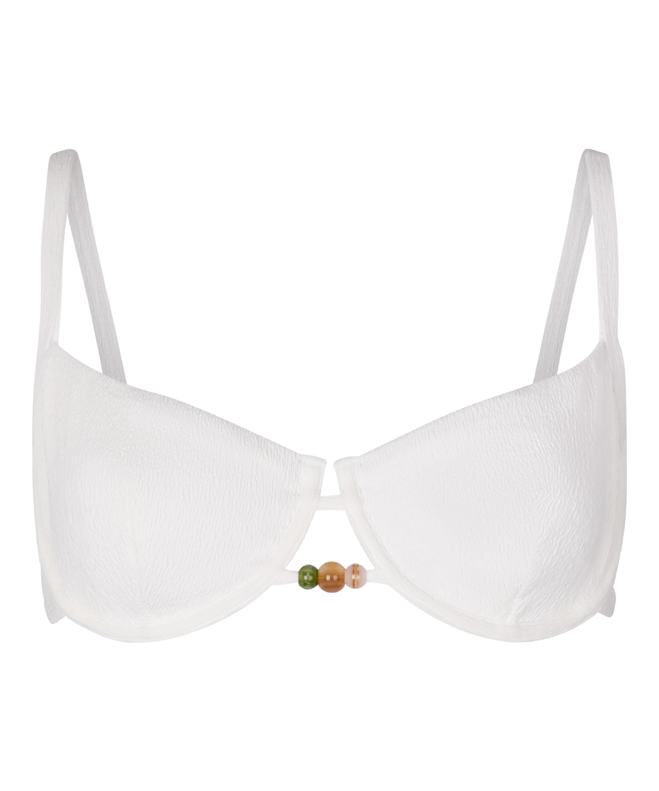 Non-Padded Underwired Bikini Top Crinkle, White
