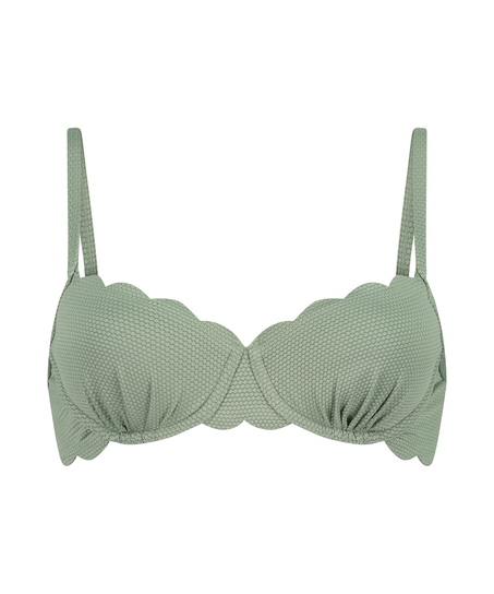 Scallop Padded Underwired Bikini Top, Green
