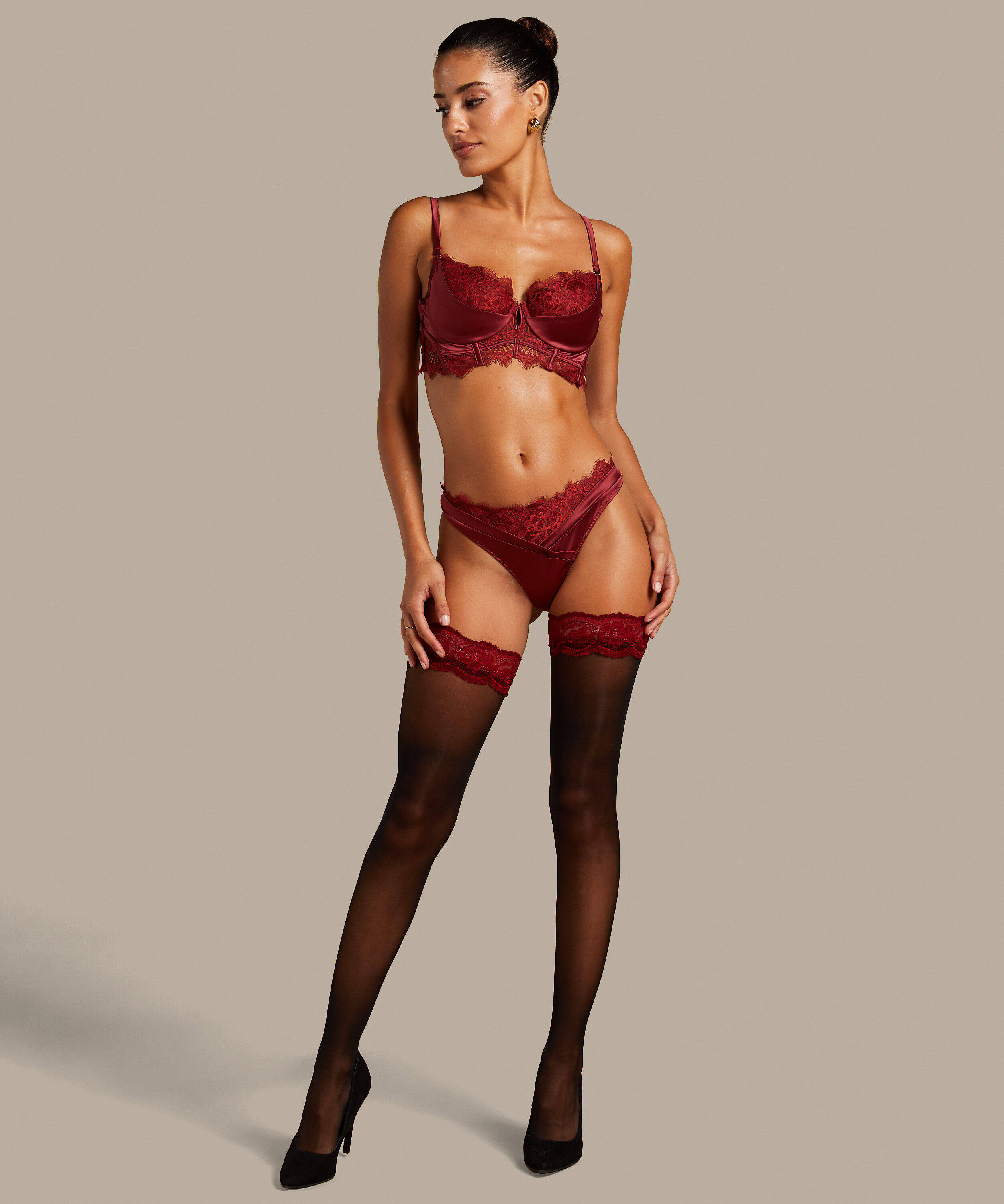 Zoe 20 Denier Noir Hold-Ups, Red