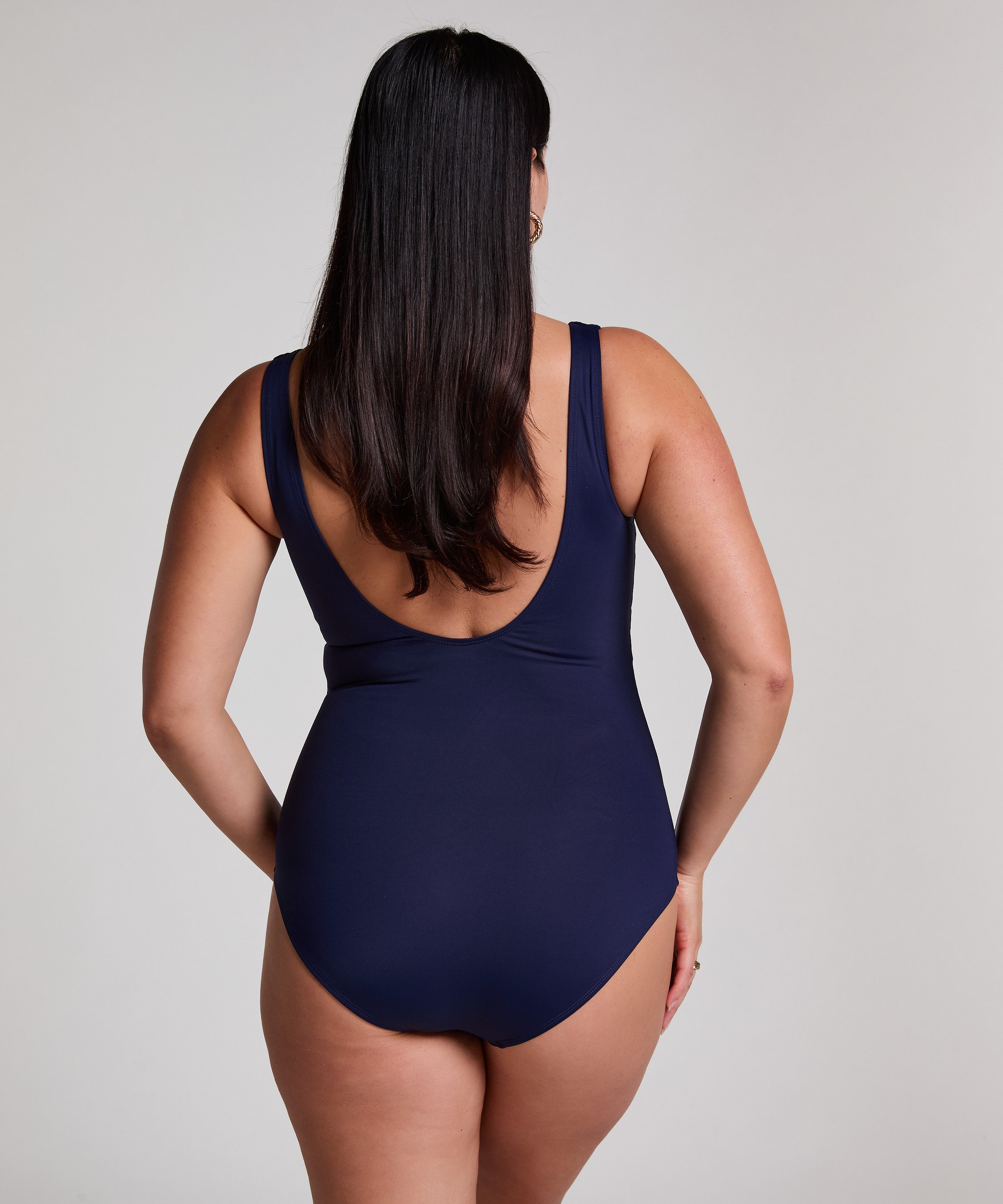 Shaping Shell Mesh Swimsuit, Blue, main