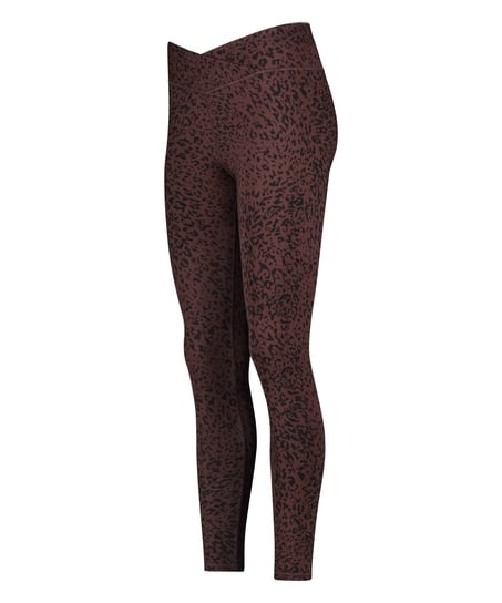 HKMX Crossed High Waisted Leggings, Brown