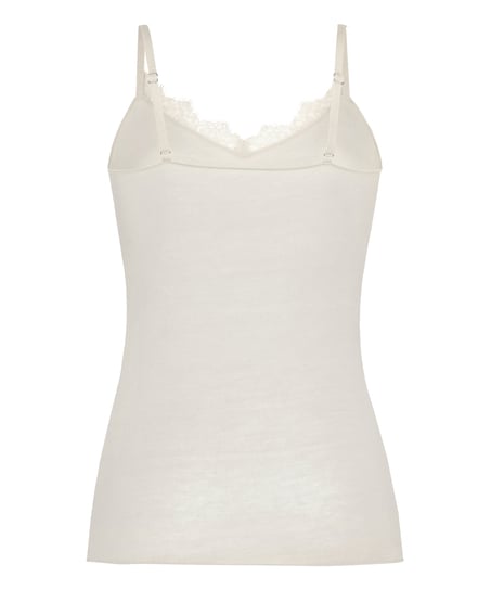 super soft Lace V-Neck cami with Cashmere, White