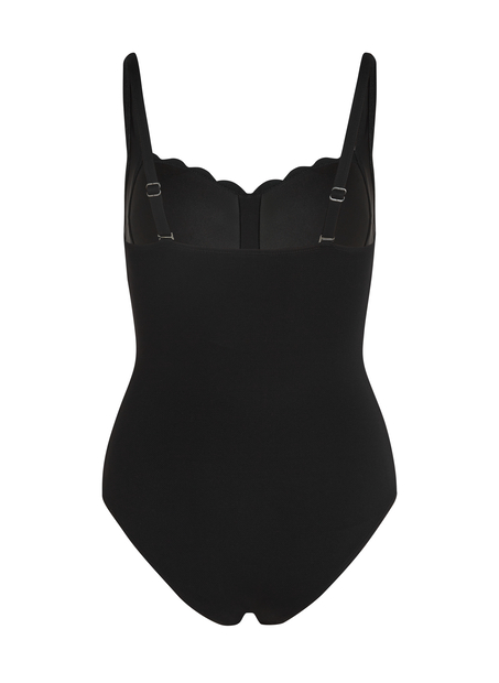 Shaping Scallop Swimsuit, Black