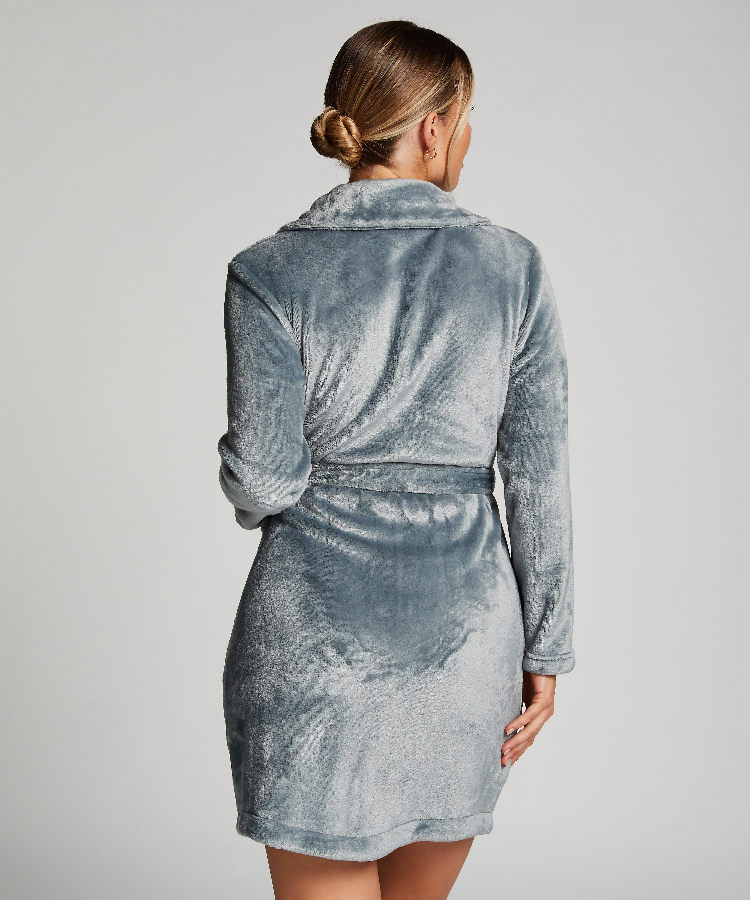 Fleece Zip Bathrobe, Blue, main