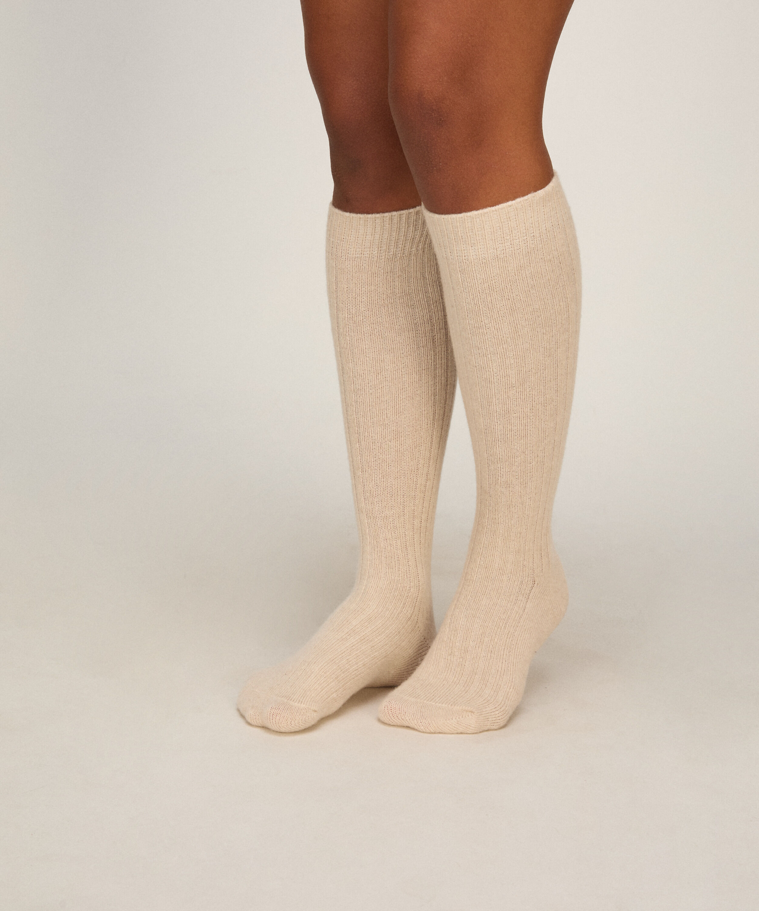 Cashmere Blended Socks, Beige