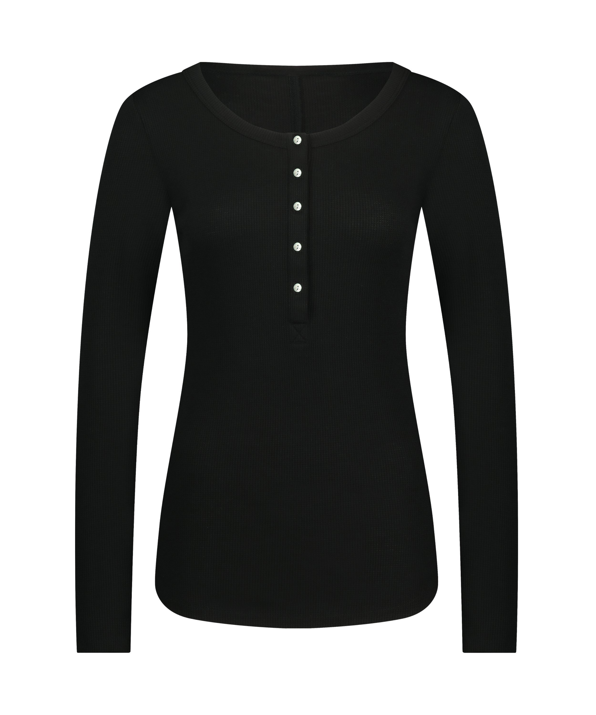 Long-Sleeved Pyjama Top, Black, main