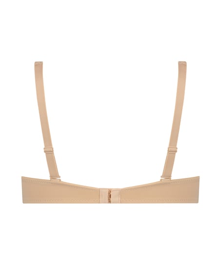 Satin Fleece Non-Padded Underwired Bra, Beige