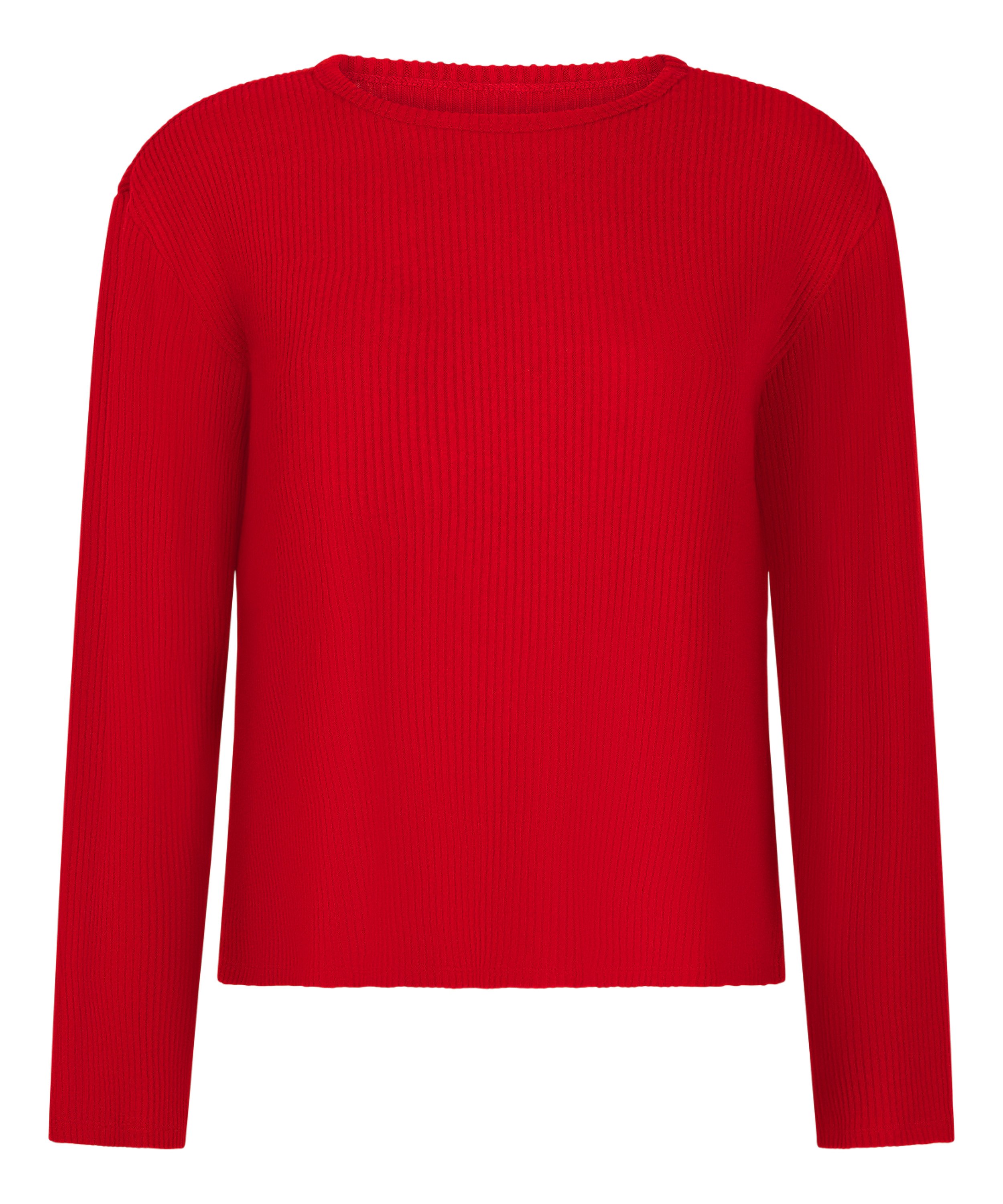 Jersey Long-Sleeved Pyjama Top, Red, main