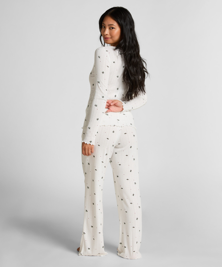 Pointelle Pyjama Top, White