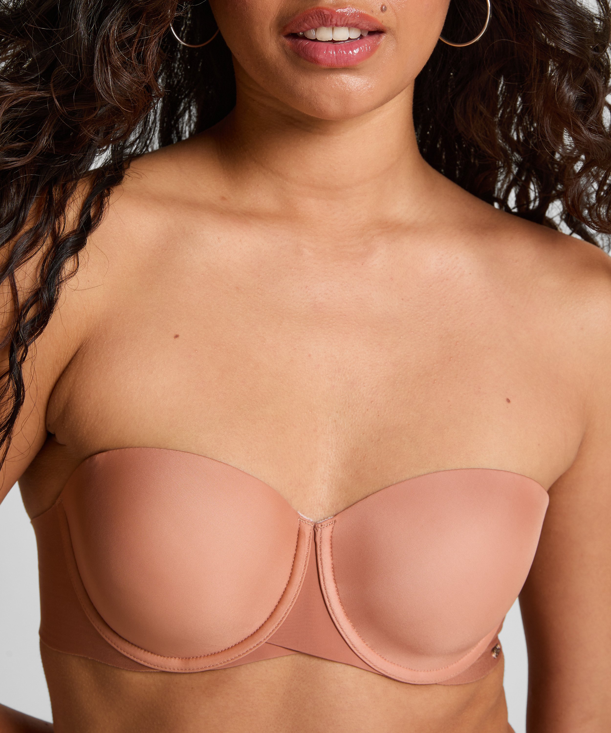 Jane Padded Strapless Underwired Bra, Brown, main