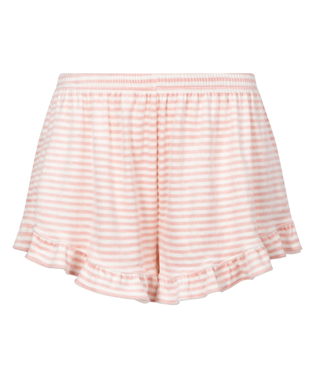 Velours Ruffle Shorts, Pink