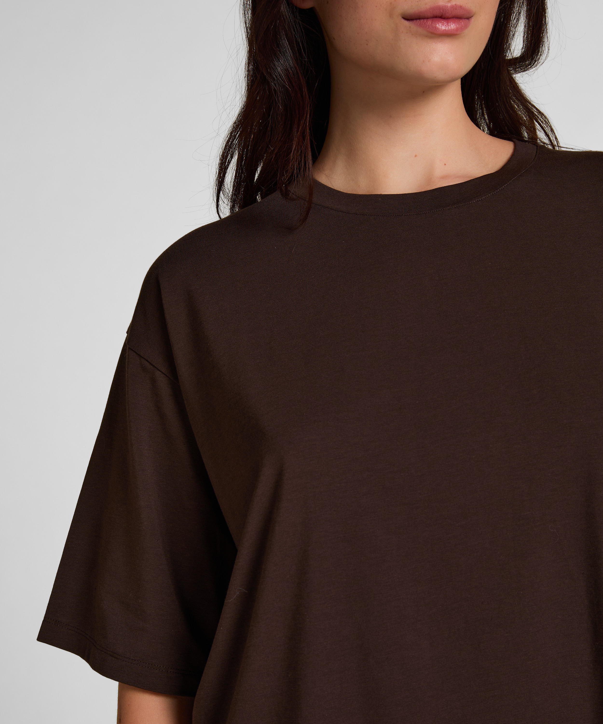 Pyjama Top Loose, Brown, main