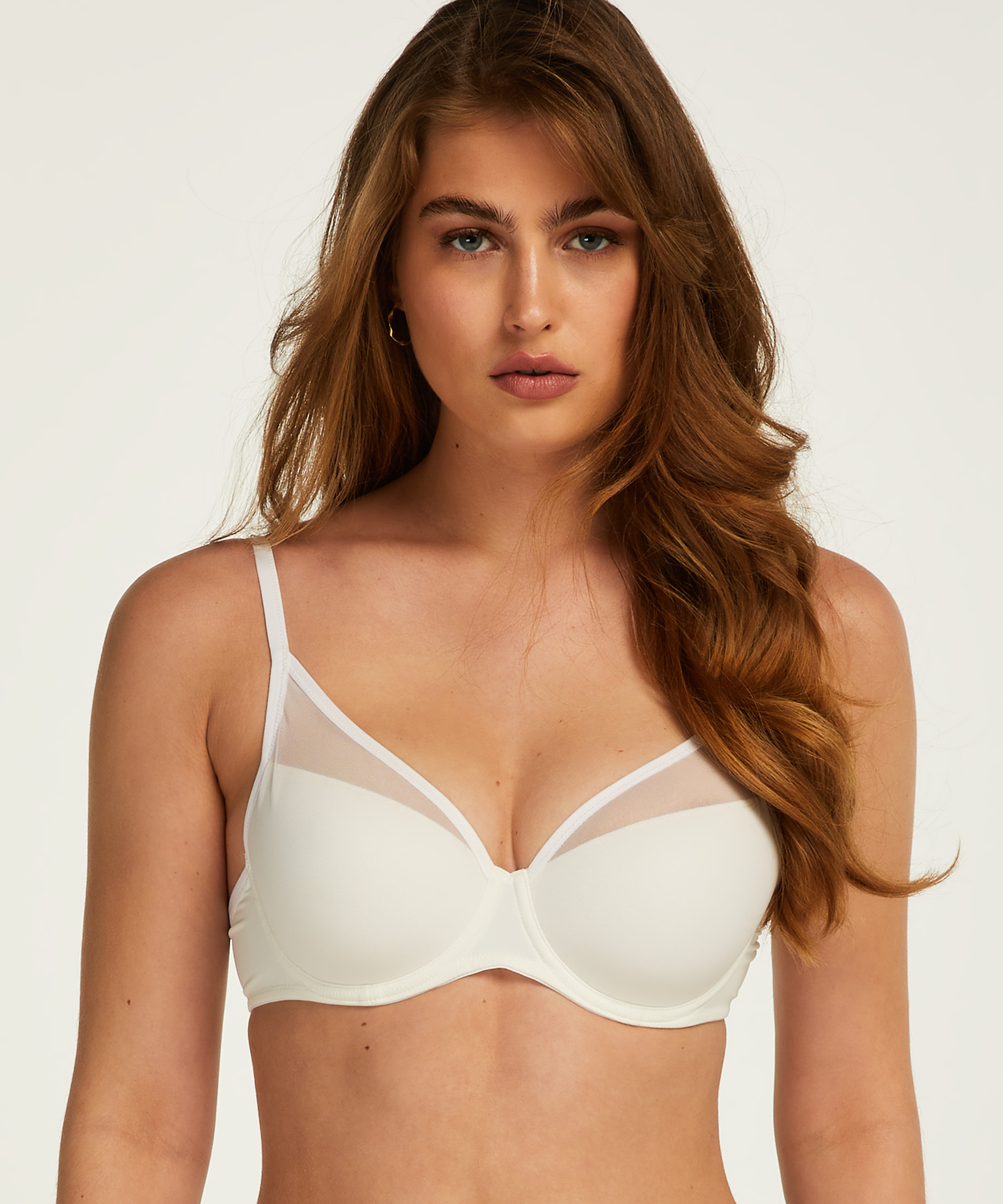 Mesh Padded underwired bra, White, main