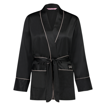 Satin Pyjama Jacket, Black