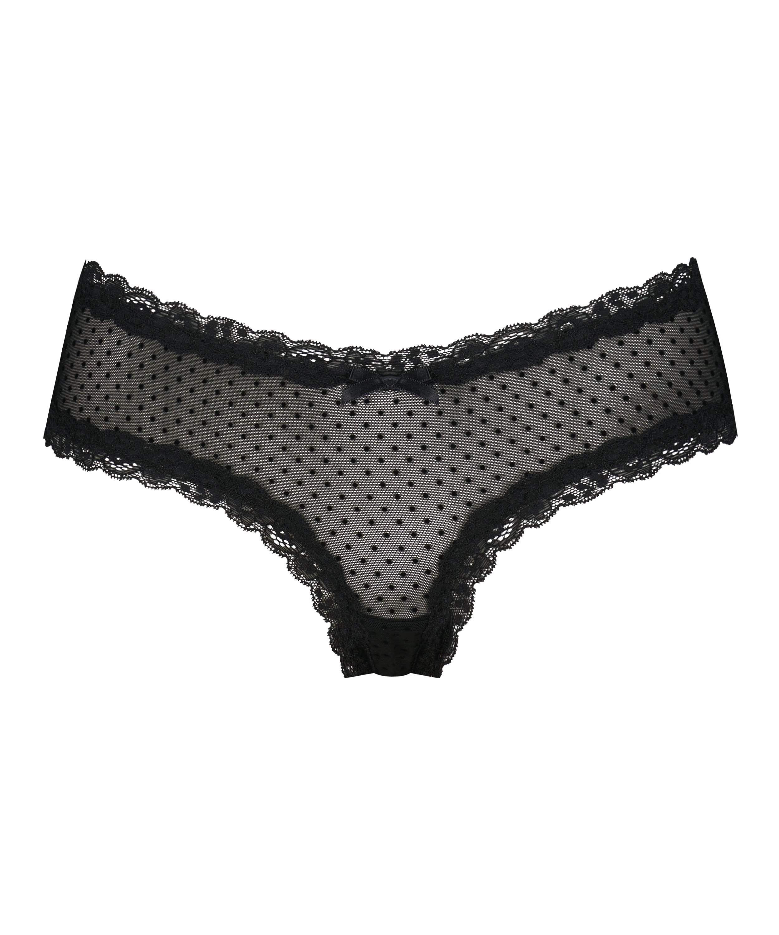 V-shaped Brazilian knickers mesh, Black, main