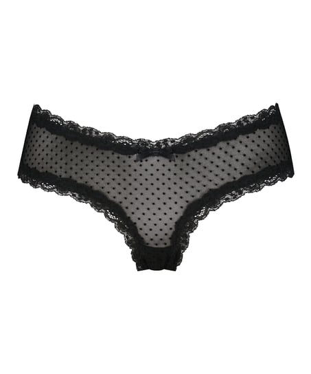 V-shaped Brazilian knickers mesh, Black