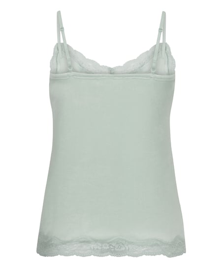 Velours Lace Cami Top, Green