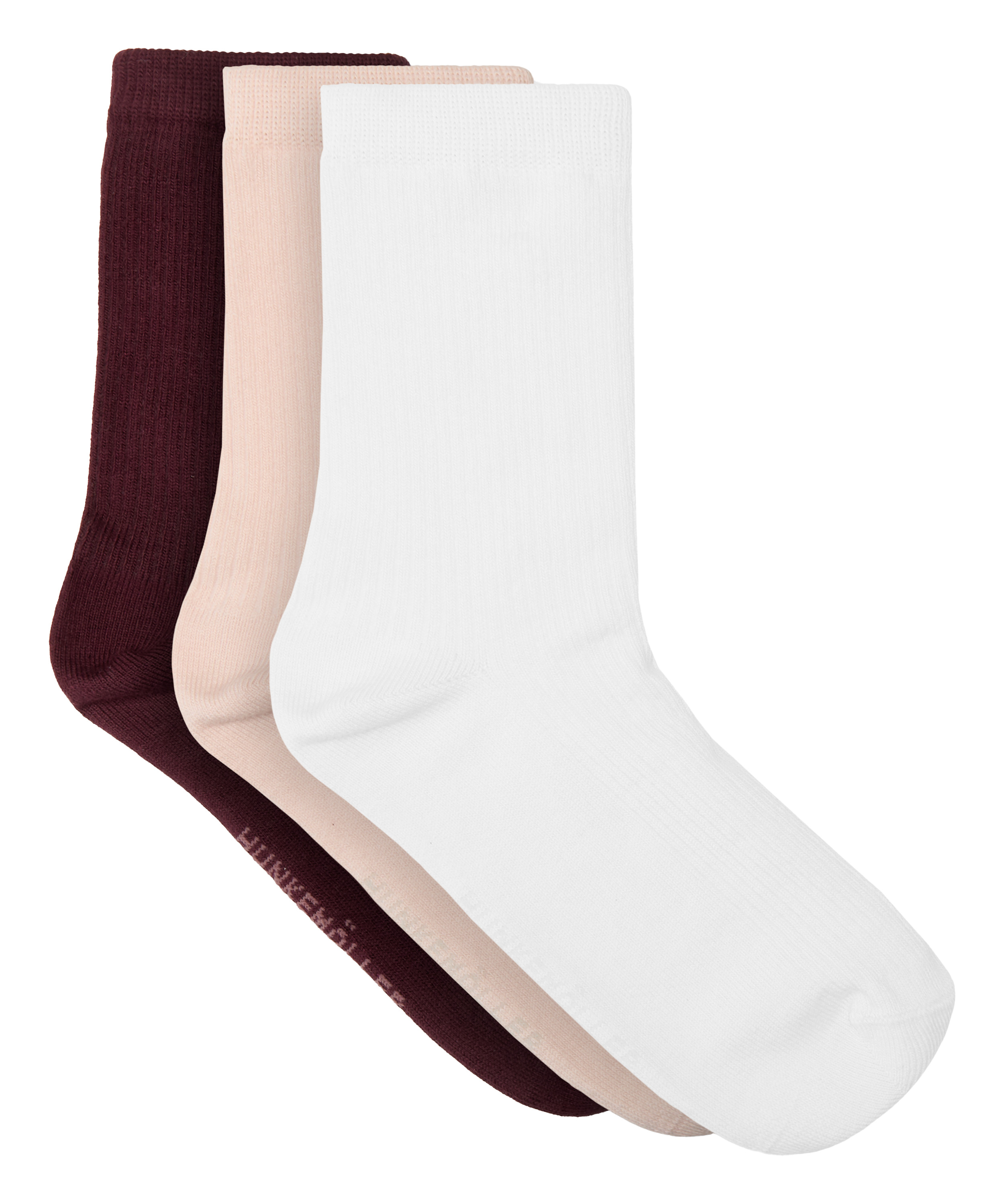 3-Pack Cotton Crew Socks, Purple, main