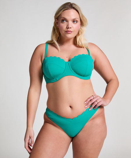 Scallop High-Leg Bikini Bottoms, Green
