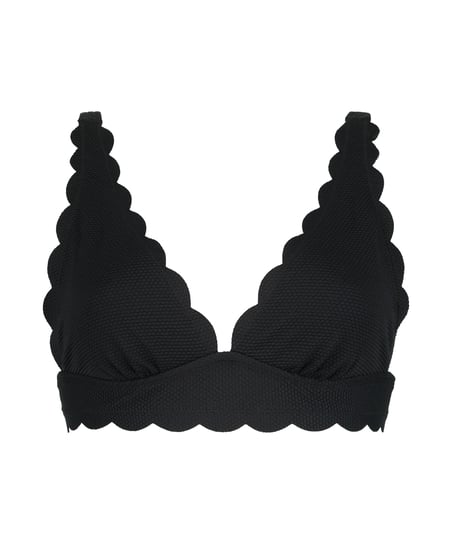 Scallop triangle bikini top, Black