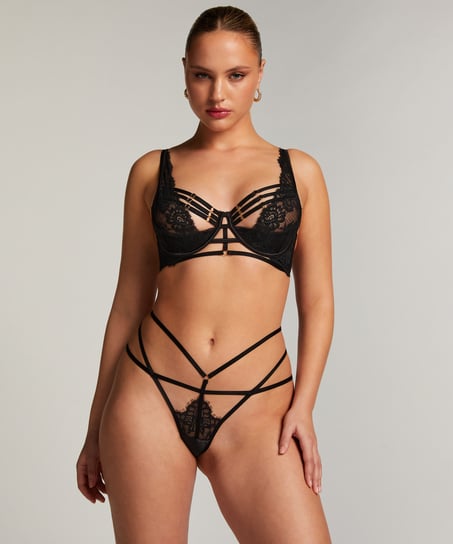 Iggy Half-Padded Underwired Longline Bra, Black