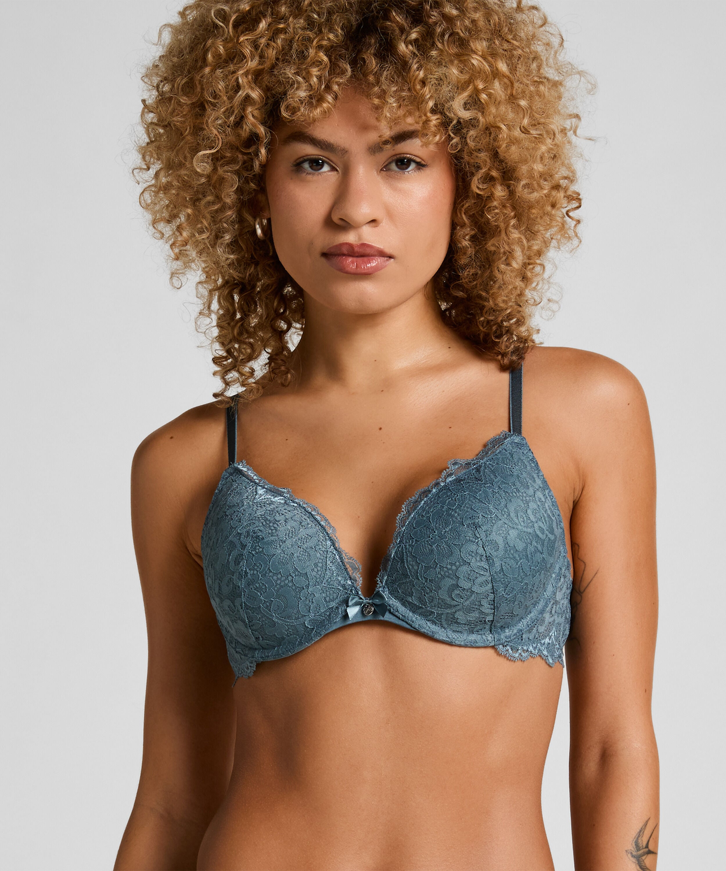Marine Padded Push-Up Underwired Bra, Blue