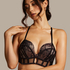 Magdalena Padded Non-Wired Longline Push-Up Bra, Black