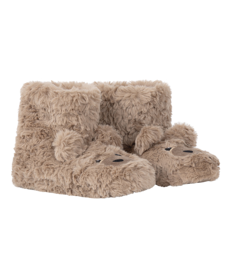 Slippers Teddy Bear, Beige