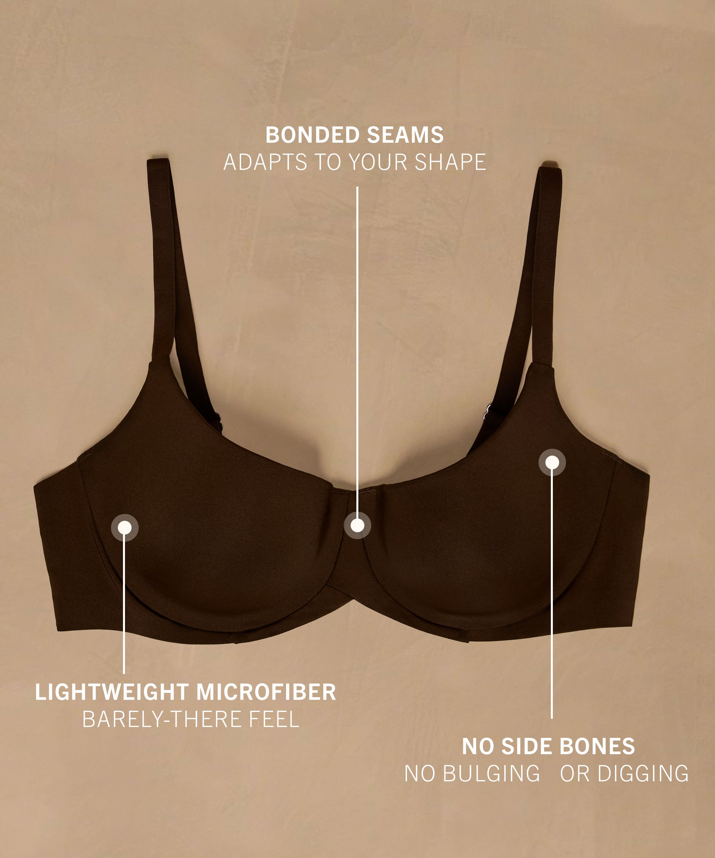 Smooth Padded Underwired Bra, Brown, main