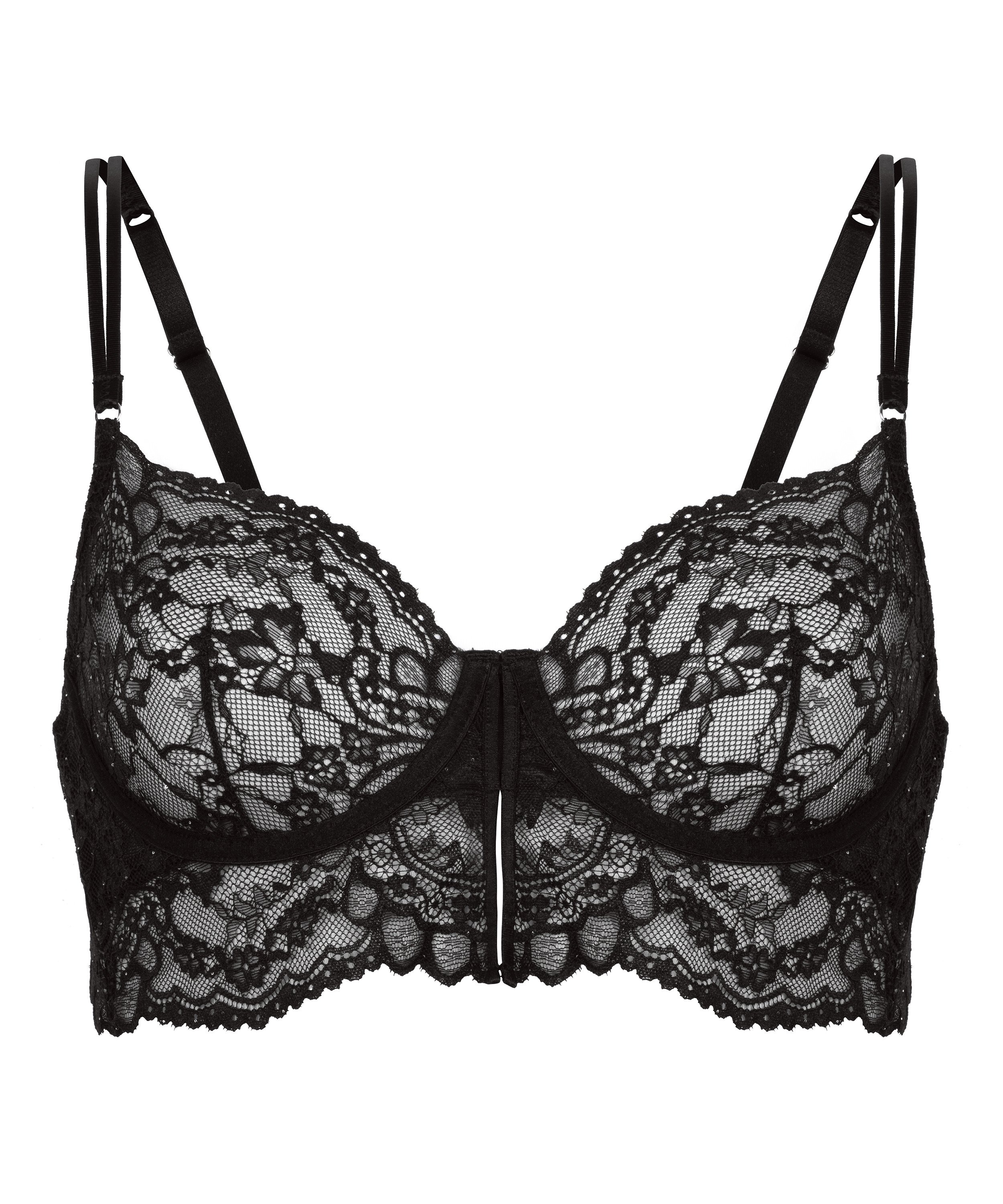 Sabrina Non-Padded Underwired Longline Bra, Black, main